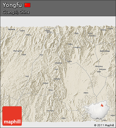 Shaded Relief 3D Map of Yongfu