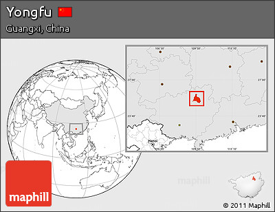 Blank Location Map of Yongfu, highlighted country