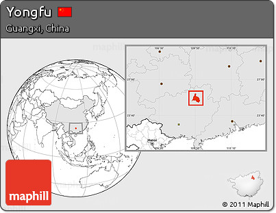 Blank Location Map of Yongfu, highlighted country