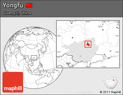 Blank Location Map of Yongfu, highlighted parent region
