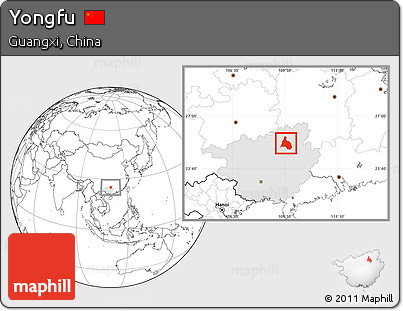 Blank Location Map of Yongfu, highlighted parent region