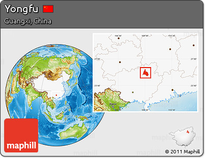 Physical Location Map of Yongfu, highlighted country