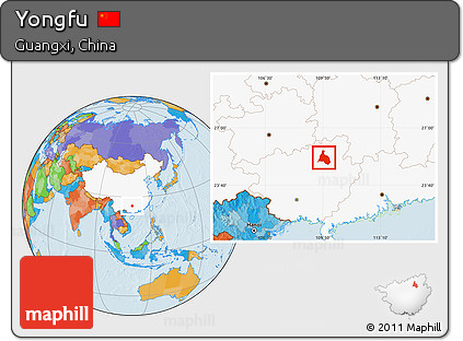 Political Location Map of Yongfu, highlighted country