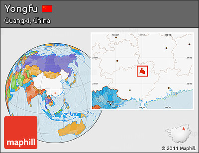 Political Location Map of Yongfu, highlighted country