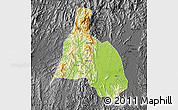 Physical Map of Yongfu, darken, desaturated