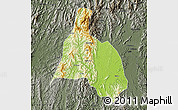 Physical Map of Yongfu, darken, semi-desaturated