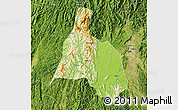 Physical Map of Yongfu, satellite outside
