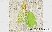 Physical Map of Yongfu, shaded relief outside