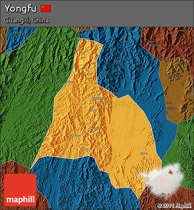 Political Map of Yongfu, darken