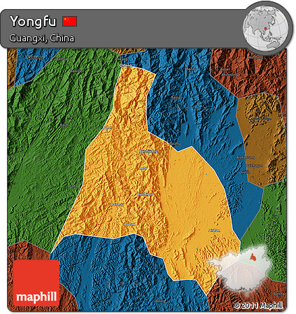 Political Map of Yongfu, darken