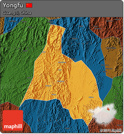 Political Map of Yongfu, darken