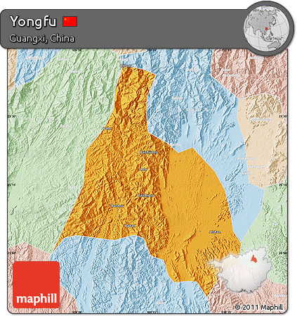 Political Map of Yongfu, lighten