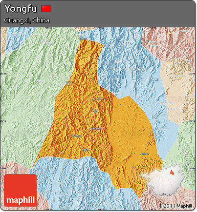 Political Map of Yongfu, lighten