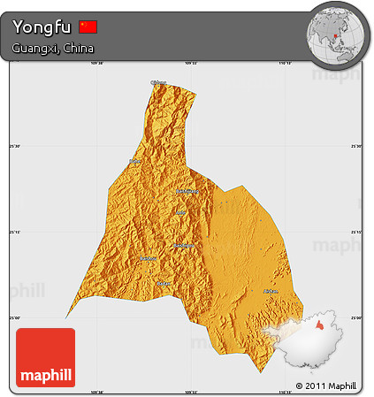 Political Map of Yongfu, single color outside