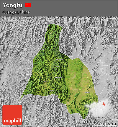 Satellite Map of Yongfu, lighten, desaturated