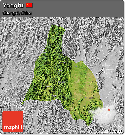 Satellite Map of Yongfu, lighten, desaturated