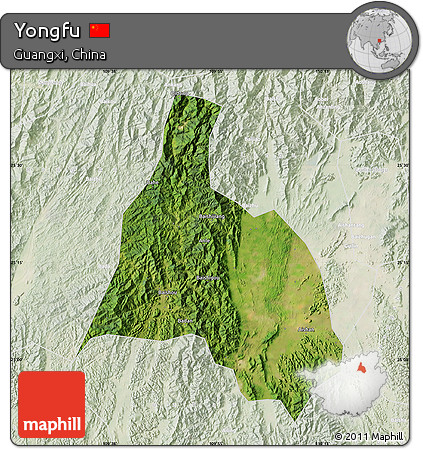 Satellite Map of Yongfu, lighten