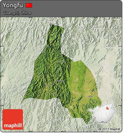 Satellite Map of Yongfu, lighten