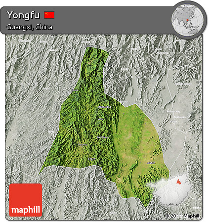 Satellite Map of Yongfu, lighten, semi-desaturated