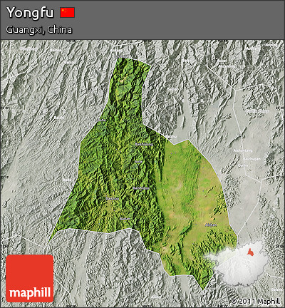 Satellite Map of Yongfu, lighten, semi-desaturated