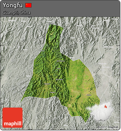 Satellite Map of Yongfu, lighten, semi-desaturated