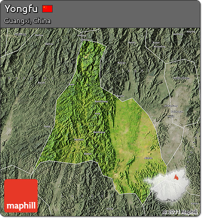 Satellite Map of Yongfu, semi-desaturated