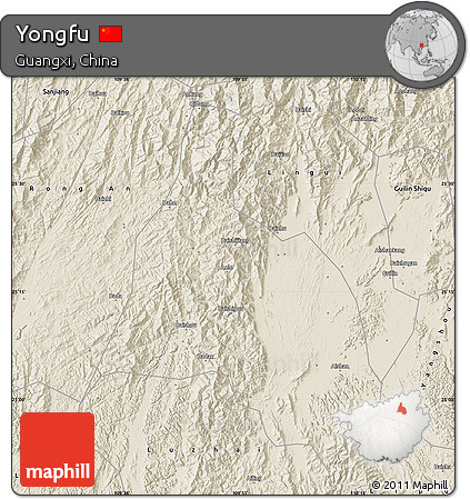 Shaded Relief Map of Yongfu