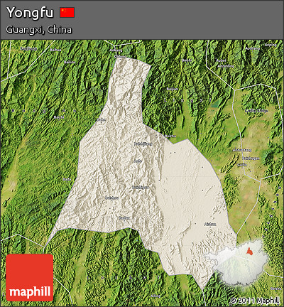 Shaded Relief Map of Yongfu, satellite outside