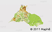 Physical Panoramic Map of Yongfu, cropped outside