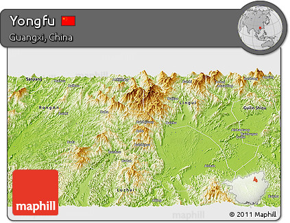 Physical Panoramic Map of Yongfu
