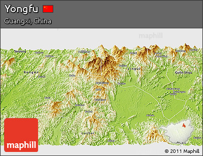Physical Panoramic Map of Yongfu