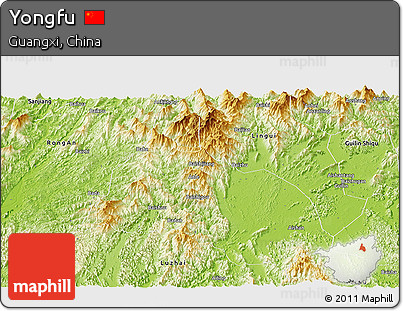 Physical Panoramic Map of Yongfu