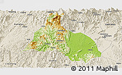 Physical Panoramic Map of Yongfu, shaded relief outside