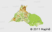 Physical Panoramic Map of Yongfu, single color outside