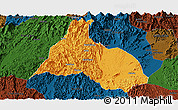 Political Panoramic Map of Yongfu, darken