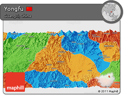 Political Panoramic Map of Yongfu