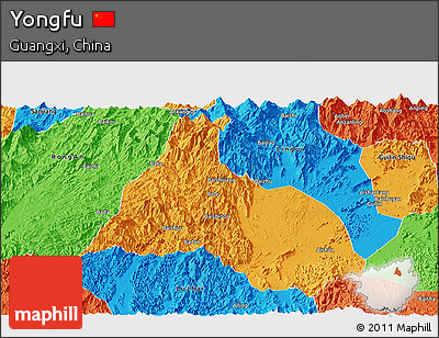 Political Panoramic Map of Yongfu