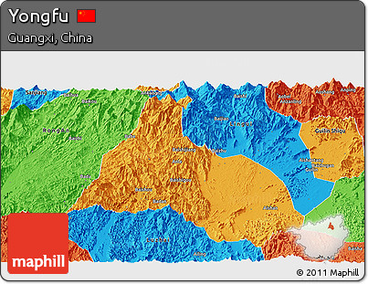 Political Panoramic Map of Yongfu