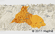 Political Panoramic Map of Yongfu, shaded relief outside