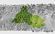 Satellite Panoramic Map of Yongfu, lighten, desaturated