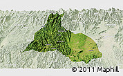 Satellite Panoramic Map of Yongfu, lighten