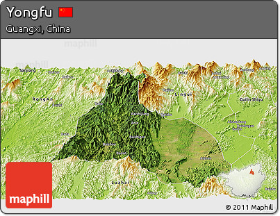 Satellite Panoramic Map of Yongfu, physical outside