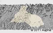 Shaded Relief Panoramic Map of Yongfu, darken, desaturated