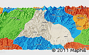 Shaded Relief Panoramic Map of Yongfu, political outside