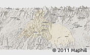 Shaded Relief Panoramic Map of Yongfu, semi-desaturated