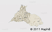 Shaded Relief Panoramic Map of Yongfu, single color outside