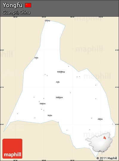 Classic Style Simple Map of Yongfu, single color outside