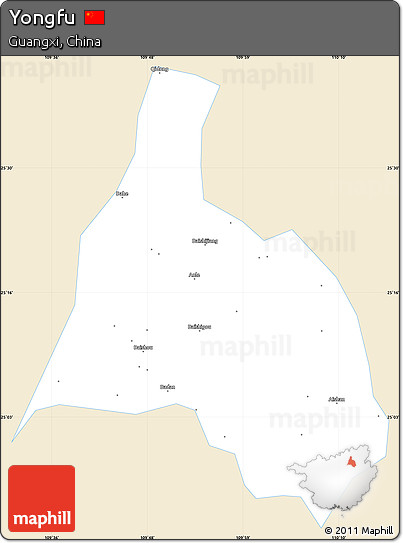Classic Style Simple Map of Yongfu, single color outside