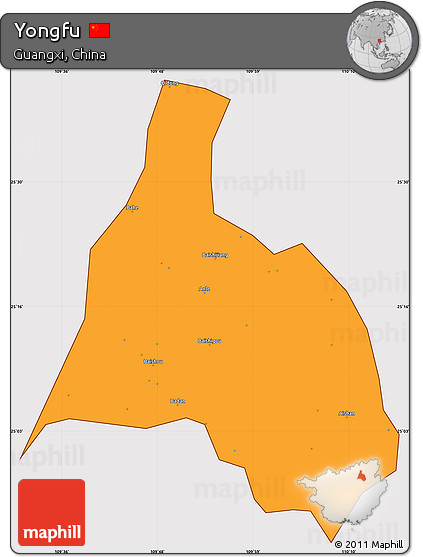 Political Simple Map of Yongfu, cropped outside