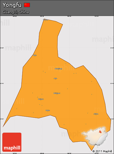 Political Simple Map of Yongfu, cropped outside